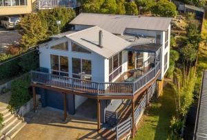an overhead view of a house with a roof at Sapphire Sunrise in Merimbula