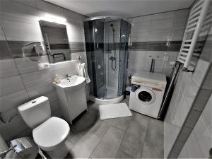 Kúpeľňa v ubytovaní Maja Pokoje z Widokiem kameralna agroturystyka na Pogórzu Izerskim z sauną i jacuzzi + 37 fotografií