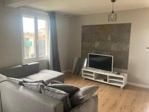 TV a/nebo společenská místnost v ubytování Maison entière T3 avec jardin et parking privatif bien situé