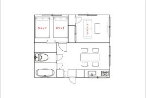 un dibujo de un plano del suelo de una casa en パイナガマビーチハウス 301, en Isla Miyako