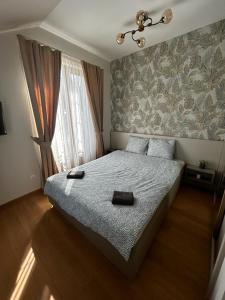 a bedroom with a bed and a window at Royal King in Vrnjačka Banja