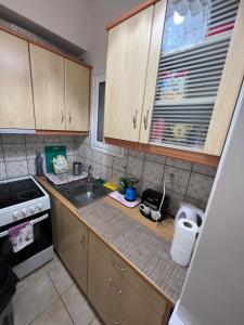 a kitchen with a sink and a counter top at luxury apartment center athens (wifi) in Athens
