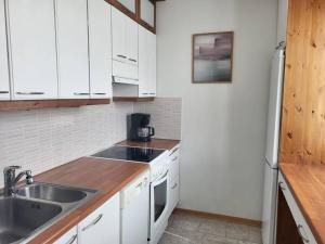 庫奧皮奧的住宿－Liberty apartments Inkilänmäki 23，厨房配有白色橱柜和水槽