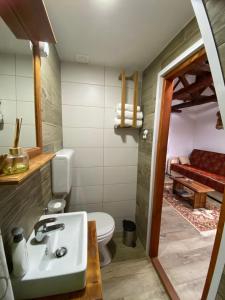 a bathroom with a sink and a toilet at Mitrović in Boljevac