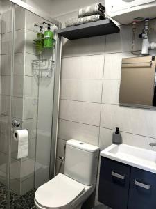 een kleine badkamer met een toilet en een wastafel bij Appartement 42 in Fort-de-France