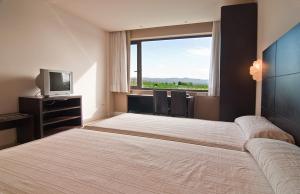 Posteľ alebo postele v izbe v ubytovaní Hotel Puerta de la Serrania