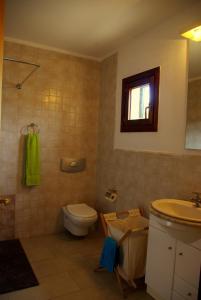 a bathroom with a toilet and a sink at Na Margarida in S'Illot