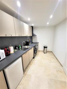 a kitchen with a sink and a dishwasher at T2 RDC neuf/wifi/centre village in Castellane