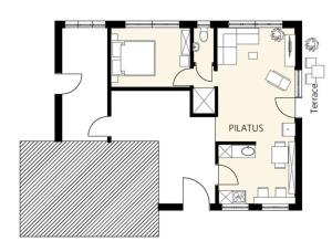 The floor plan of Lovely small flat with small garten view to RigiMountain