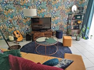TV a/nebo společenská místnost v ubytování Superbe appart cosy, balcon, parking + 14 fotografií