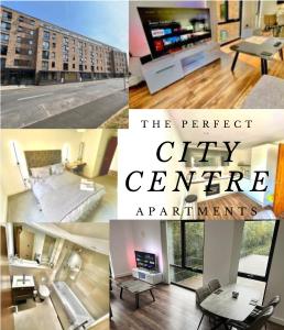 un collage de fotos de un apartamento del centro de la ciudad en Perfect-City Centre-Apartment, en Birmingham