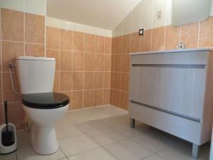 e bagno con servizi igienici e mobile bagno con lavabo. di Maison de charme en pierres, avec terrasse, jardin, vélos, poêle à bois et borne de recharge électrique - FR-1-653-79 ad Asnières-sur-Nouère Altre 18 foto