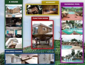 un collage de fotos de una casa y una piscina en Layugan garden resort bucay abra, en Bangued