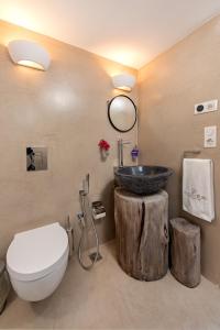 A bathroom at Lindos Allure Villa with Jacuzzi and Acropolis view!!!