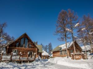 a log cabin in the snow at Madarao Vacances Village in Iiyama