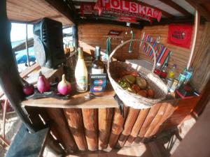a view of a table with a basket of food at Ecohotelhector in Playa Blanca
