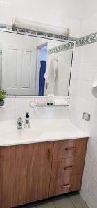 湯斯維爾的住宿－Accommodation @ 134 Denham，一间带水槽和镜子的浴室