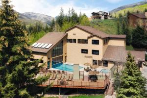 an aerial view of a house with a swimming pool at Marriott's StreamSide Douglas at Vail in Vail