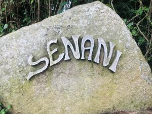 una roca con el examen de palabra escrito en ella en Senani Villa, en Hungama