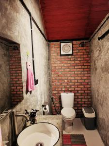 een badkamer met een wit toilet en een wastafel bij Farm Hug Aai Yam Boutique Homestay 