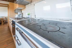 a kitchen with a stove top oven in a kitchen at Almliesl HOLL-154 in Hollersbach im Pinzgau