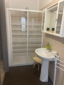 a bathroom with a sink and a shower at Dolce Vita in Valeggio sul Mincio