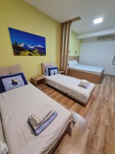 a room with two beds in a room at Bojana Apartment in Negotino