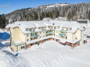 una vista aerea di un resort sulla neve di Bergkristall a Feldberg