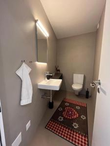 een badkamer met een wastafel en een toilet bij Golfresidenz Davos Platz in Davos
