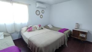Pokój z 2 łóżkami, stołem i oknem w obiekcie Casa para 6 y 1 garaje - Yerutí w mieście Posadas