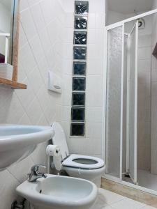 a bathroom with a toilet and a sink and a shower at ALLOGGIO TURISTICO IL TEMPIO in Perugia