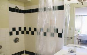 a bathroom with a shower and a sink at Hawaiian Monarch 1915 condo in Honolulu