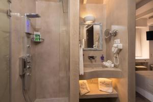 A bathroom at Lindos Allure Villa with Jacuzzi and Acropolis view!!!