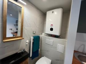 a bathroom with a toilet and a sink and a mirror at 1D- Studio tout équipé 10mins de Paris Expo porte de Versailles in Issy-les-Moulineaux