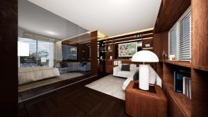 1 dormitorio con 1 cama y sala de estar en Residence L´ Heritage Tennyson by BlueBay, en Ciudad de México