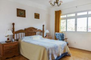 a bedroom with a large bed and a window at Alma Roma, Hogar con Alma, B&B in Mexico City