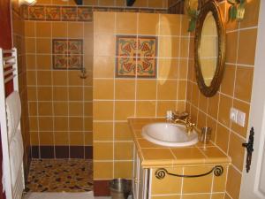 a bathroom with a sink and a mirror at Chateau Rousselle in Saint-Ciers-de-Canesse +15 photos