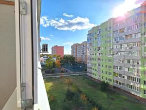 a view from a window of a building at ЕКО-квартира на Садововому. Мережа Alex Apartments. Цілодобове безконтактне заселення in Shcherbani