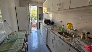- une cuisine avec un évier et un comptoir dans l'établissement Garden and Seaview Apartment - Free Parking, à Funchal