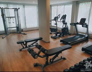 a gym with several exercise bikes in a room at А2 ВАТСАП669З582I976 примем РУБЛИ in Nai Yang Beach