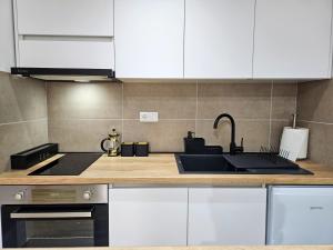 O bucătărie sau chicinetă la Roman Apartman