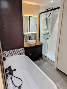 A bathroom at Cosy spacieux appartement balcon - Ourcq Paris 19