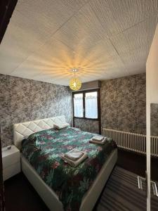 - une chambre avec un grand lit dans l'établissement T4 au coeur des Alpes, à Bonneville