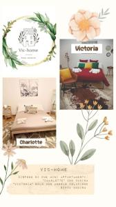 a collage of photos with flowers and a table at Vichome in Catania