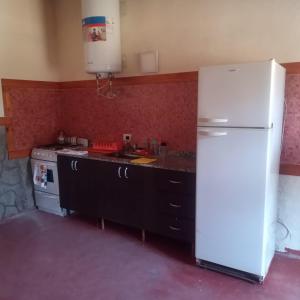 a kitchen with a white refrigerator and a stove at Mecohue in Villa Giardino