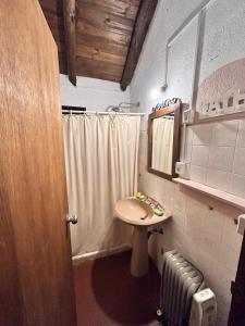 y baño pequeño con lavabo y ducha. en El rancho - Espaciosa Casa para 7 en un Oasis de Tranquilidad, en Villa Serrana