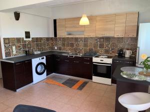 a kitchen with a stove and a dishwasher at La Bandolaise à Perdika in Perdika