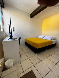 a bedroom with a bed and a tv in it at CASA MARIN MANDIMBO in Oaxaca City