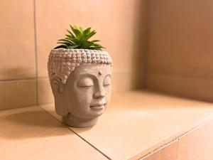 a white head planter with a plant in it at *Le Royal*Havre De Paix*Wifi* in Marseille