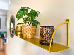 a yellow shelf with two plants on it at *Le Royal*Havre De Paix*Wifi* in Marseille